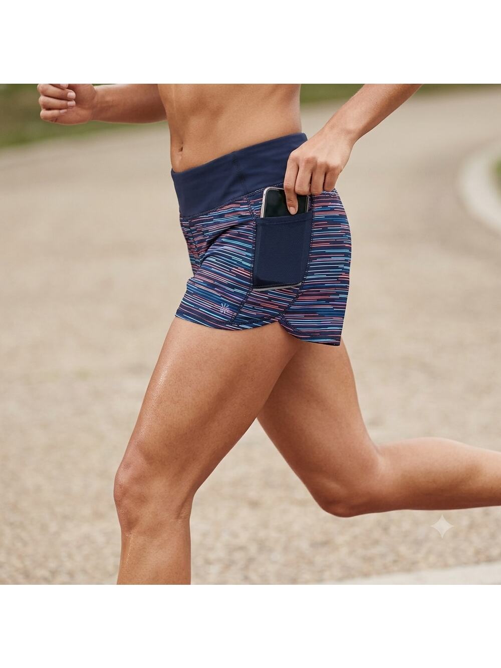 Athleta Ready Set Go 2 In 1 Running Shorts Pockets Reflective Womens Size Large